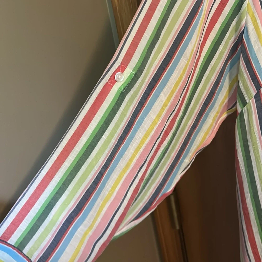 Zac & Rachel Striped Button Down Lightweight Shirt Size 3X - Picture 3 of 5